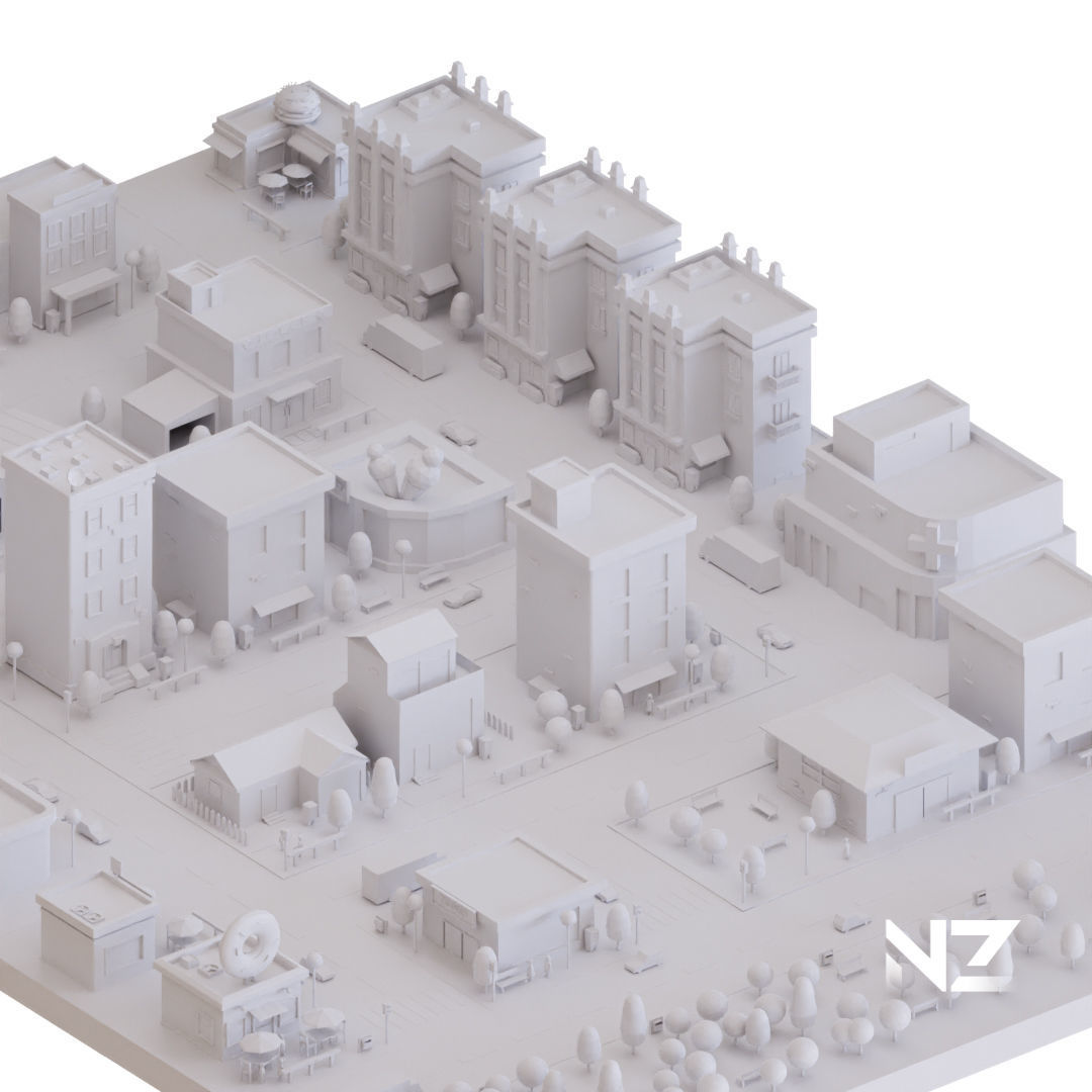 Low Poly Stylized City Pack Low-poly 3D model_6