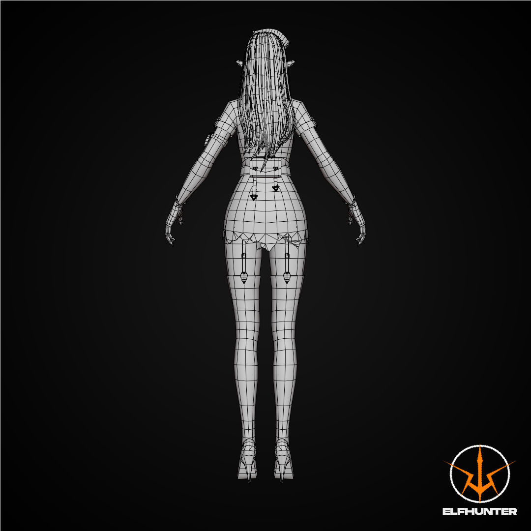 EXCLUSIVE ELF HUNTER EDITION RIGGED CHARACTER ELF NURSE Low-poly 3D model_12