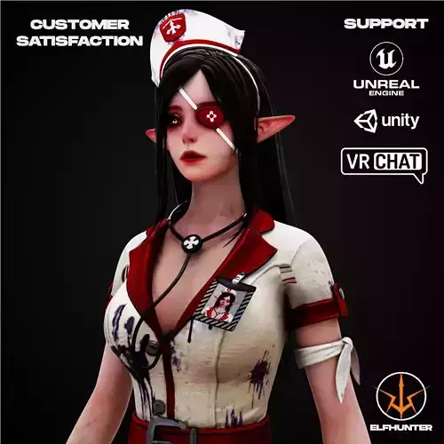 EXCLUSIVE ELF HUNTER EDITION RIGGED CHARACTER ELF NURSE Low-poly 3D model