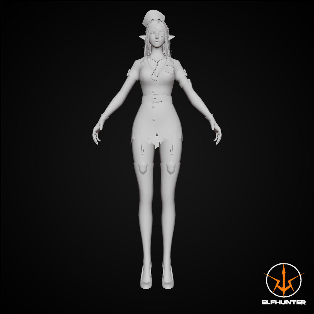 EXCLUSIVE ELF HUNTER EDITION RIGGED CHARACTER ELF NURSE Low-poly 3D model_6