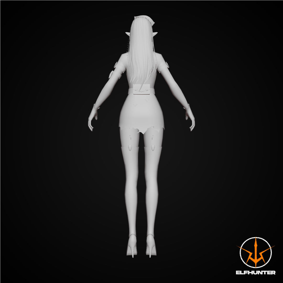 EXCLUSIVE ELF HUNTER EDITION RIGGED CHARACTER ELF NURSE Low-poly 3D model_8