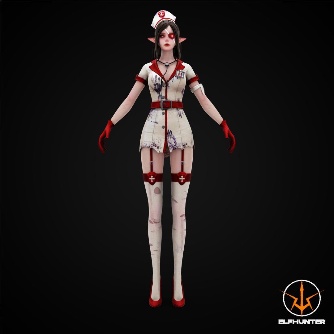 EXCLUSIVE ELF HUNTER EDITION RIGGED CHARACTER ELF NURSE Low-poly 3D model_2