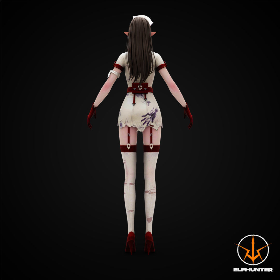 EXCLUSIVE ELF HUNTER EDITION RIGGED CHARACTER ELF NURSE Low-poly 3D model_4