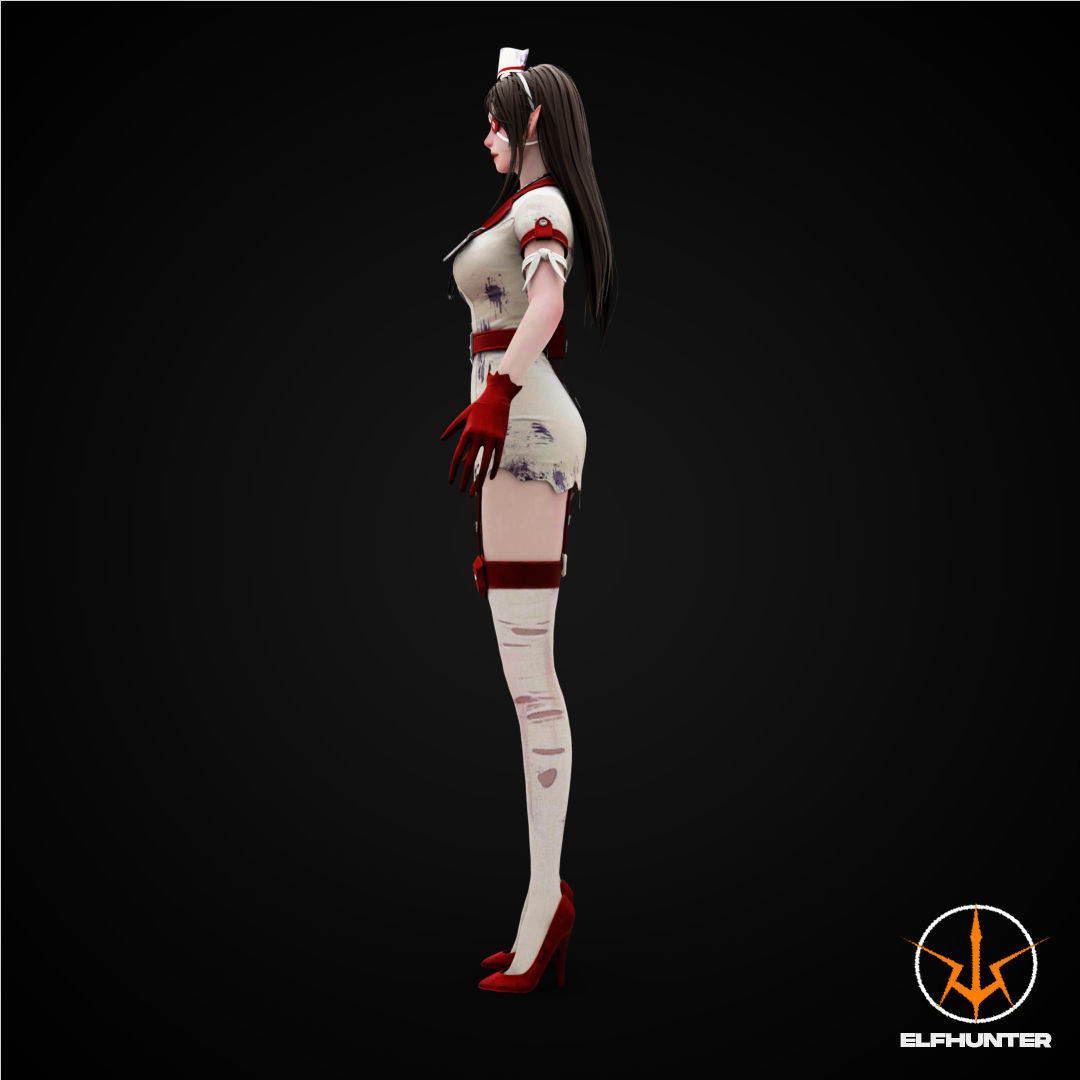 EXCLUSIVE ELF HUNTER EDITION RIGGED CHARACTER ELF NURSE Low-poly 3D model_5
