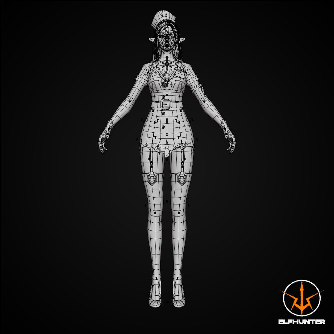 EXCLUSIVE ELF HUNTER EDITION RIGGED CHARACTER ELF NURSE Low-poly 3D model_14