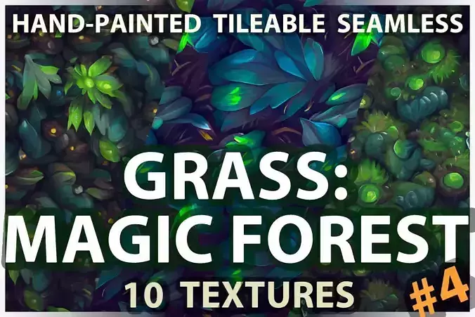 Grass Magic Forest Floor 10 TEXTURES Hand-painted --- PACK 4 ---