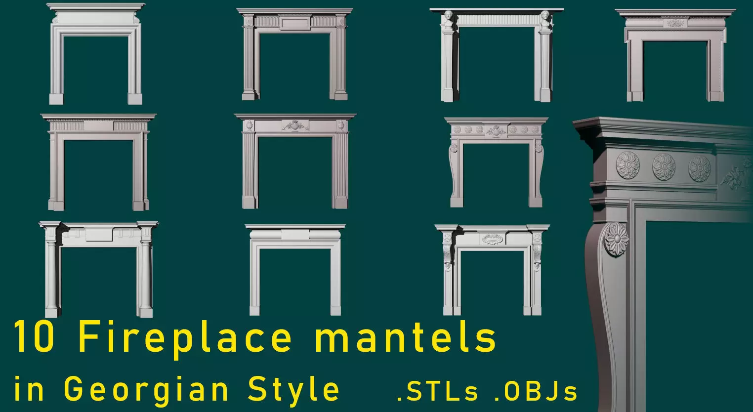 10 Fireplace mantel in Georgian Style 3D model_0