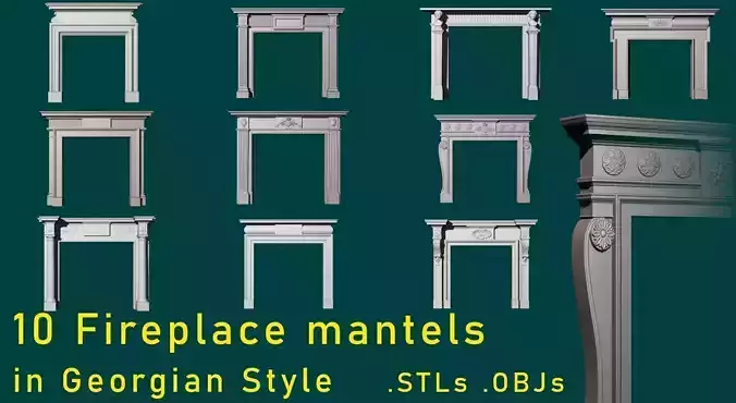 10 Fireplace mantel in Georgian Style 3D model