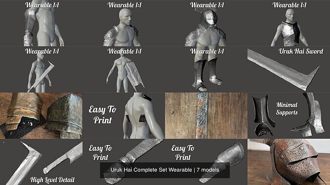 Uruk Hai Complete Set Wearable 3D Model Collection