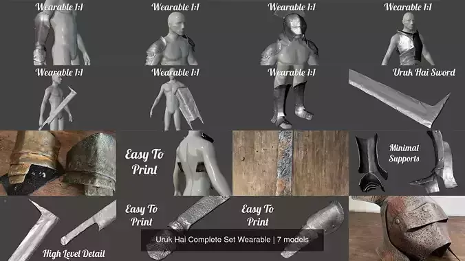 Uruk Hai Complete Set Wearable 3D Model Collection
