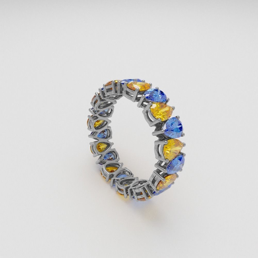 Ring with pear stones 3D print model_17