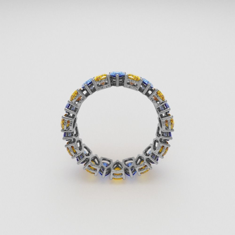 Ring with pear stones 3D print model_2
