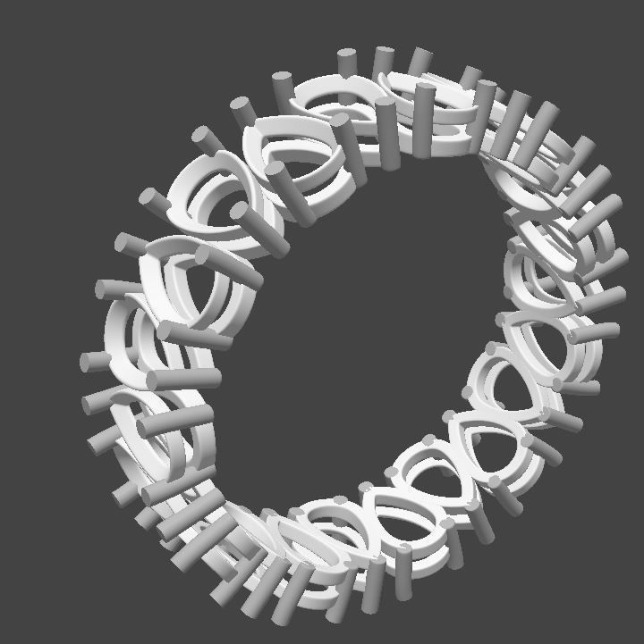 Ring with pear stones 3D print model_1