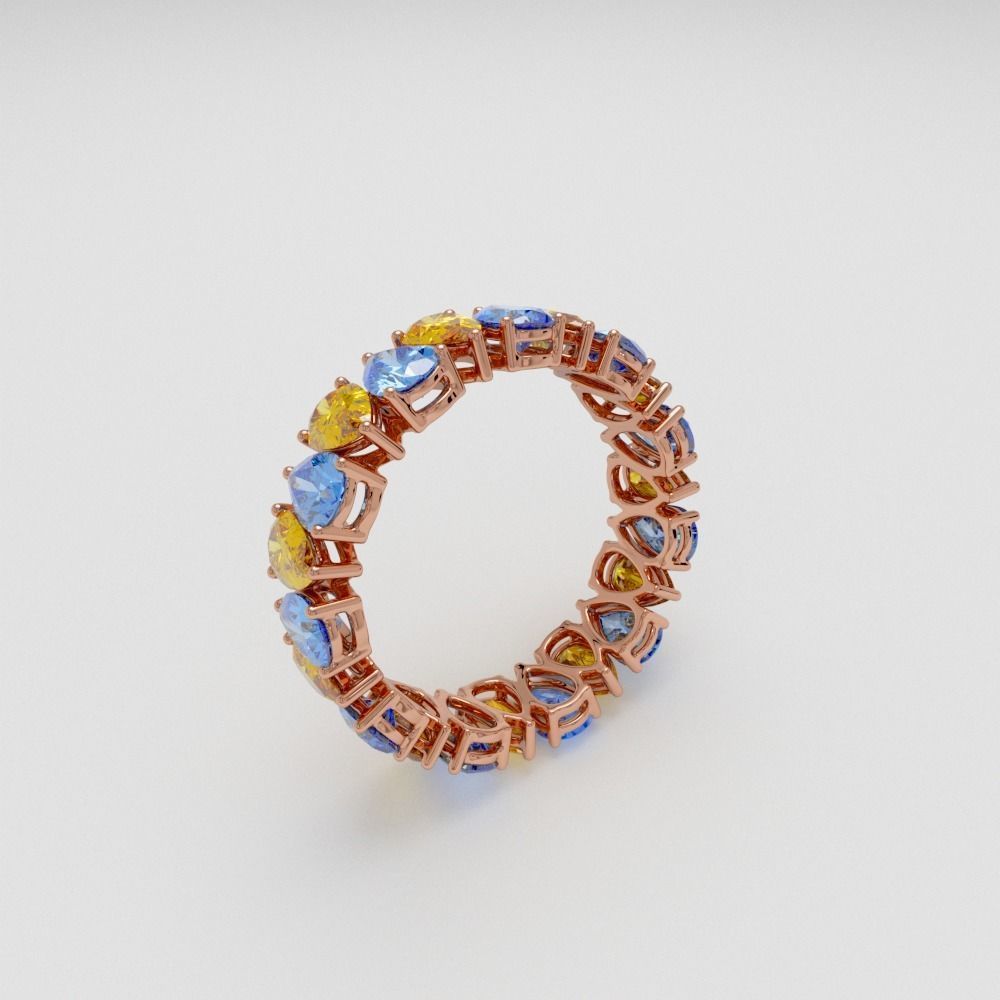 Ring with pear stones 3D print model_12