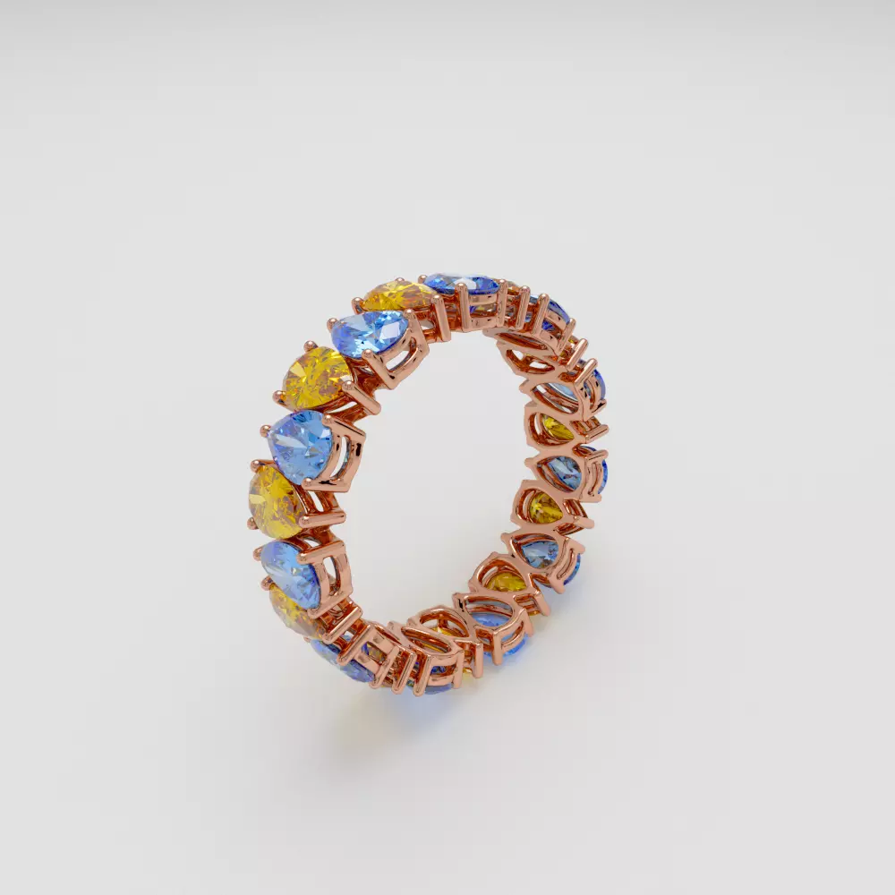 Ring with pear stones 3D print model_0