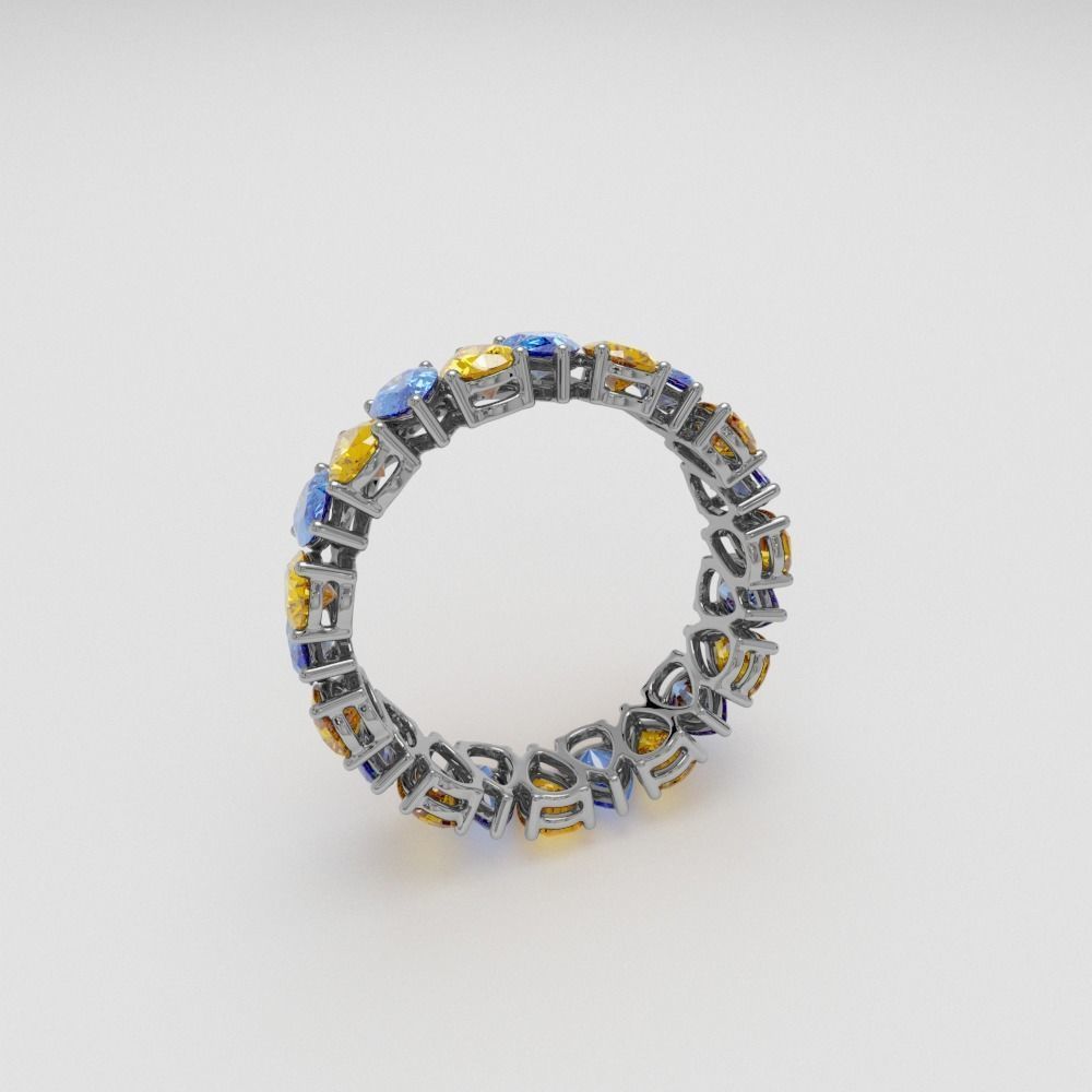 Ring with pear stones 3D print model_3