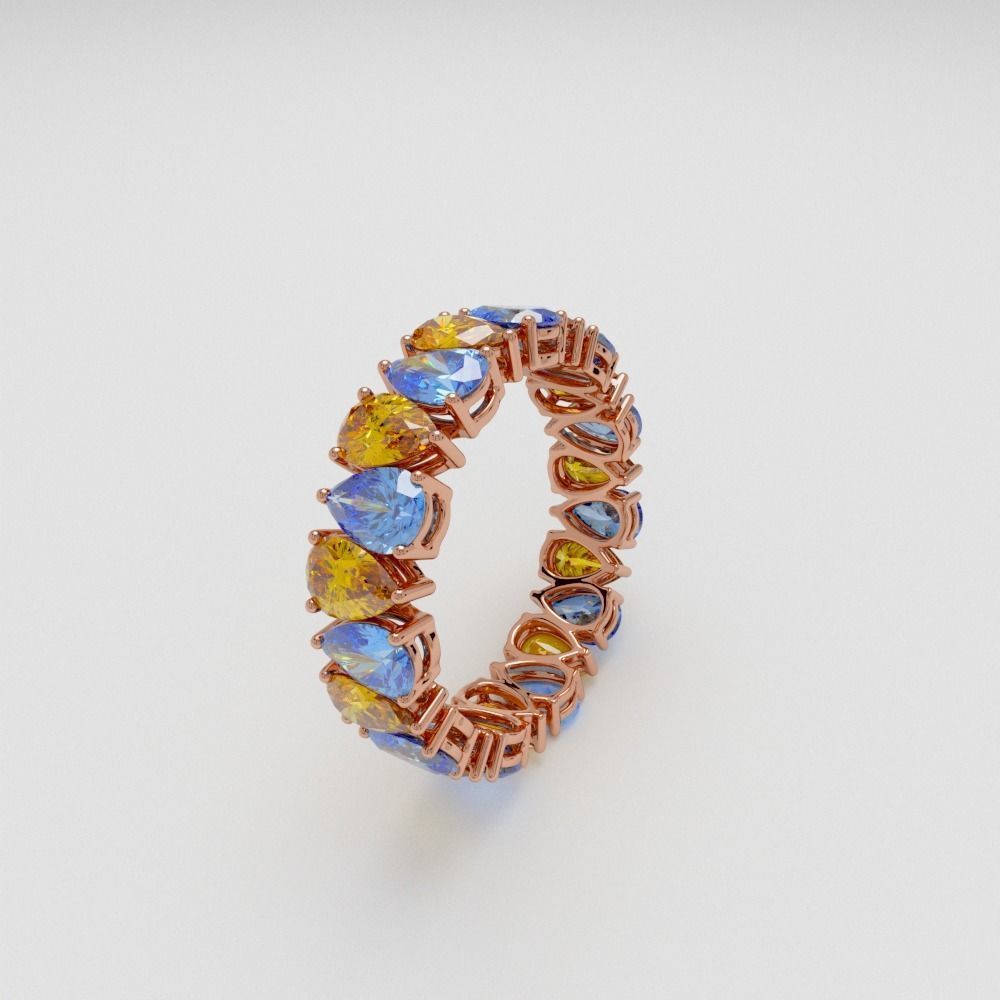 Ring with pear stones 3D print model_13