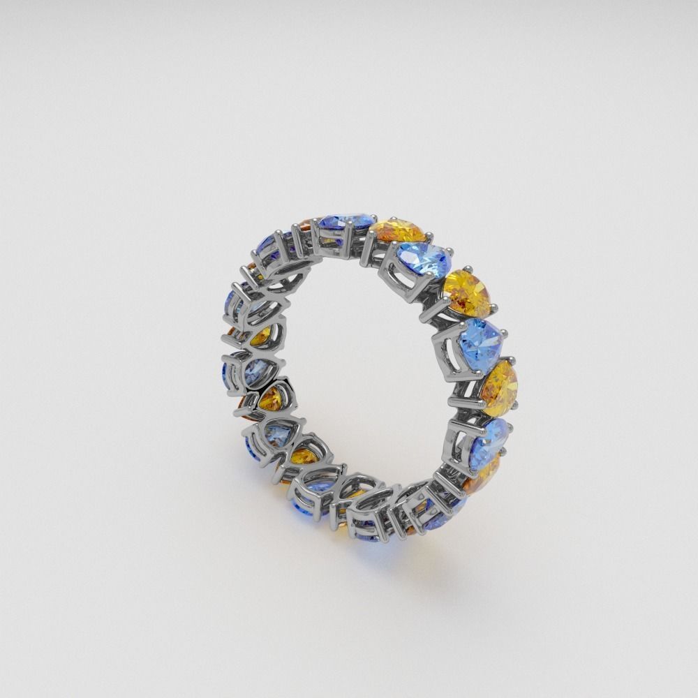 Ring with pear stones 3D print model_10