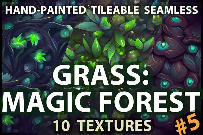 Grass Magic Forest Floor 10 TEXTURES Hand-painted --- PACK 5 ---