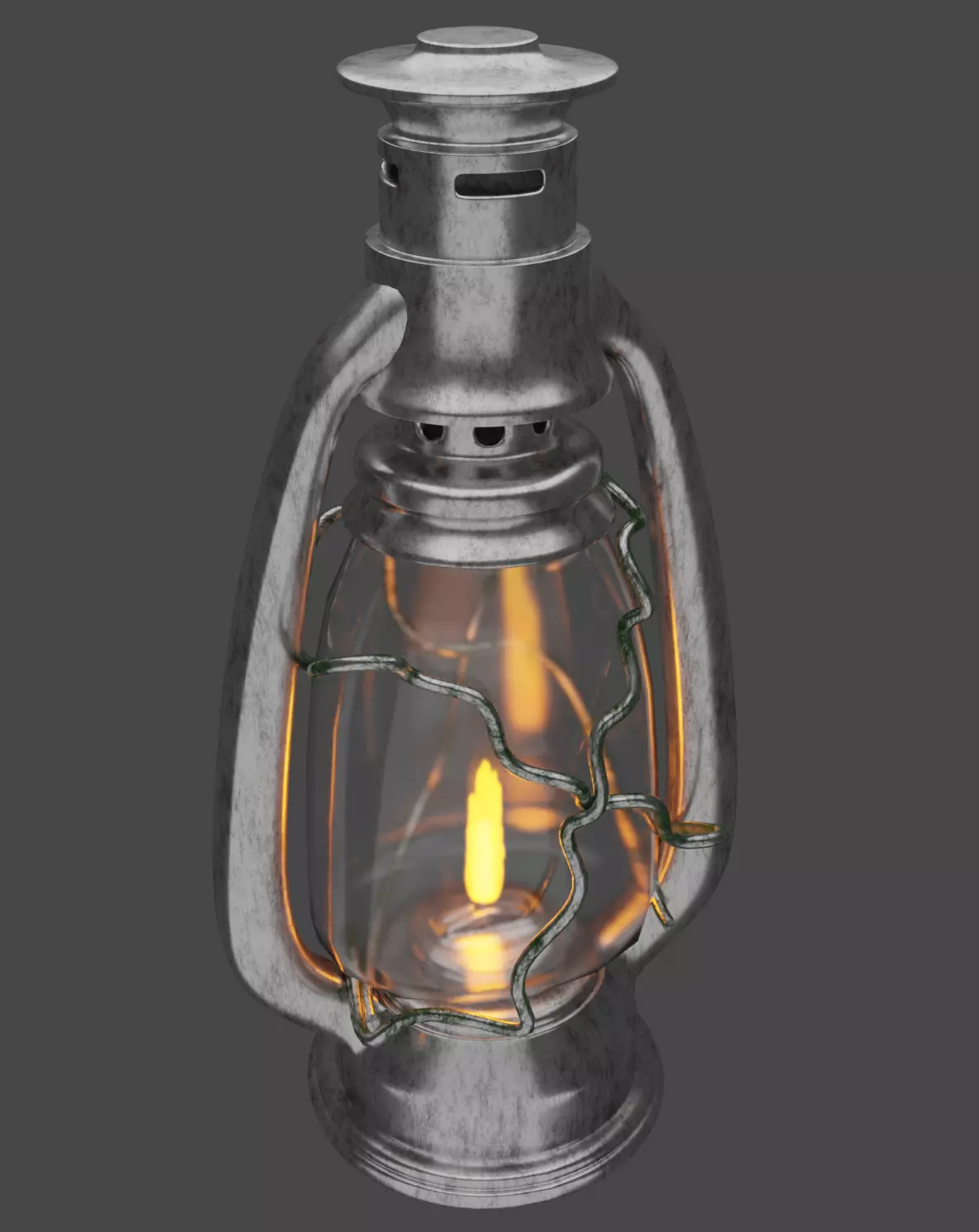 Old Kerosene Lamp Low-poly 3D model_0
