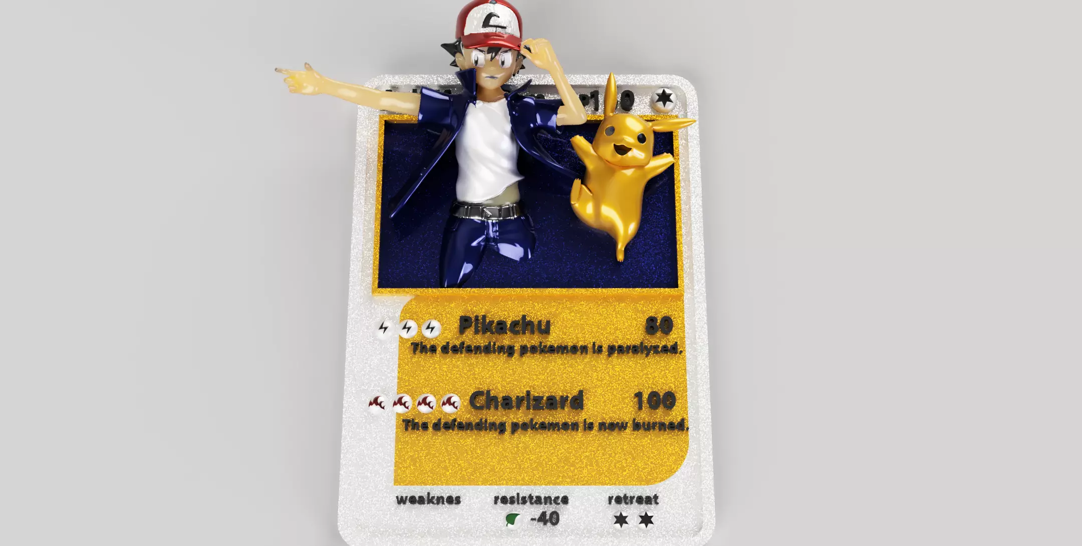 4D pokemon card - Trainer Ash Ketchum 3D print model