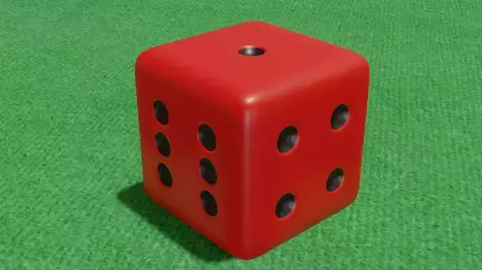 DICE 3D MODEL on grass Low-poly 3D model