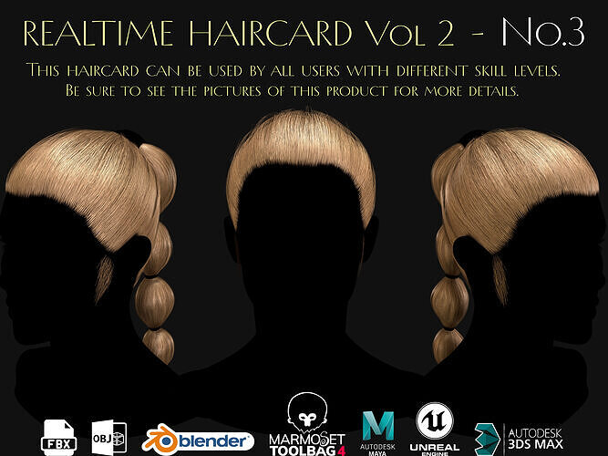 Realtime Haircard Vol 2 - No3 Low-poly 3D model