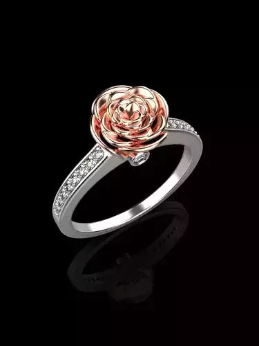 Rose white gold ring