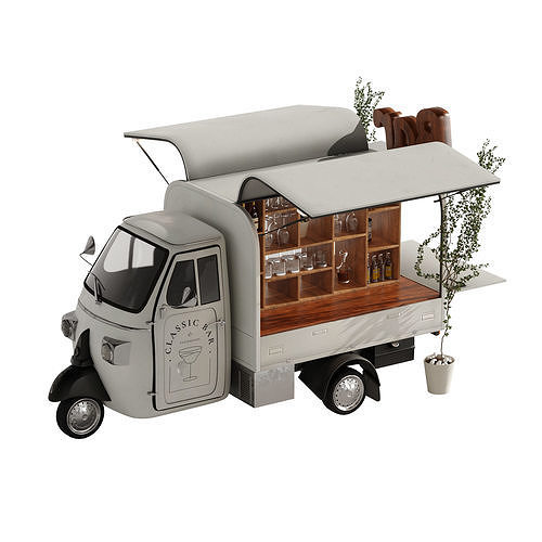 Food truck bar set 2 3D model 6