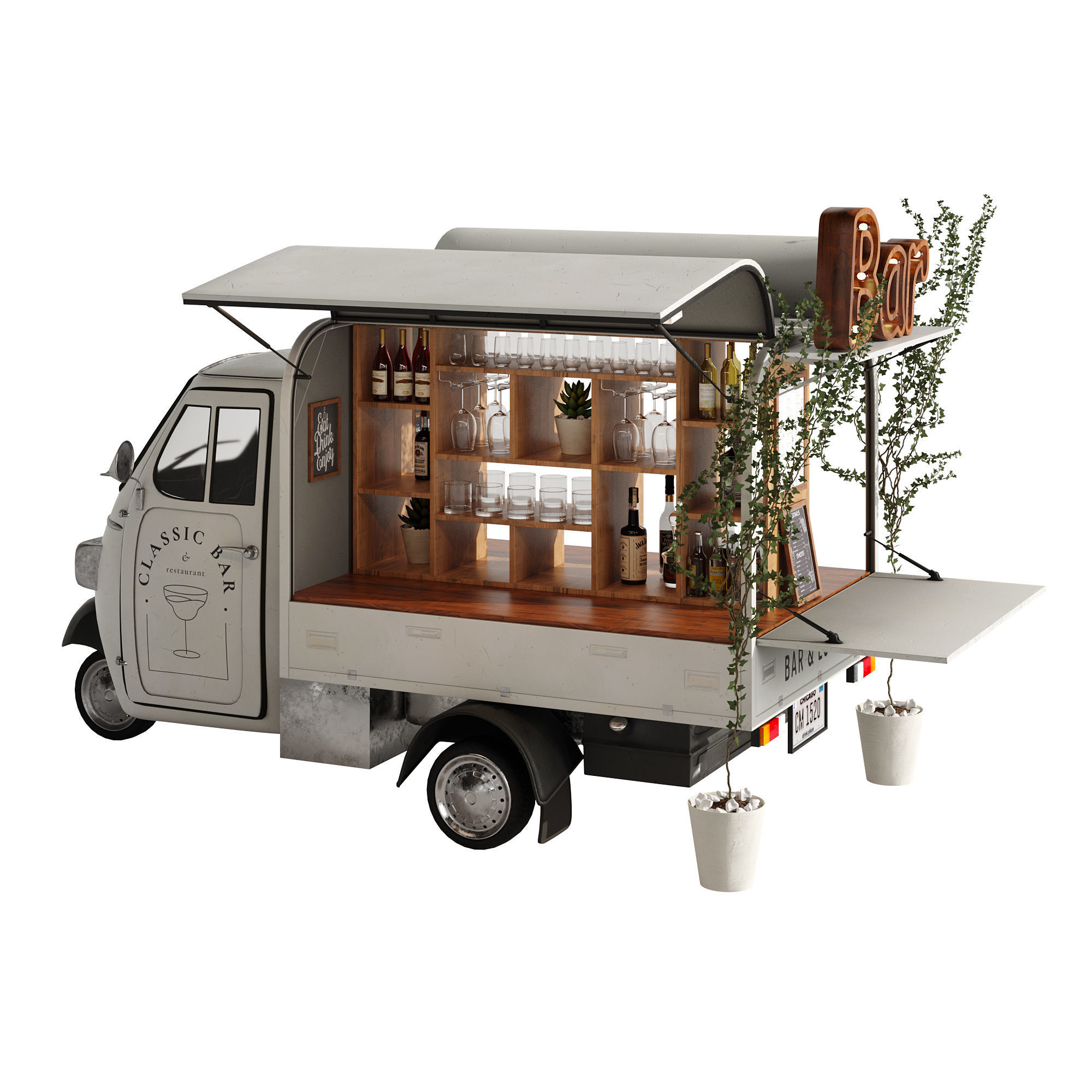 Food truck bar set 2 3D model_2