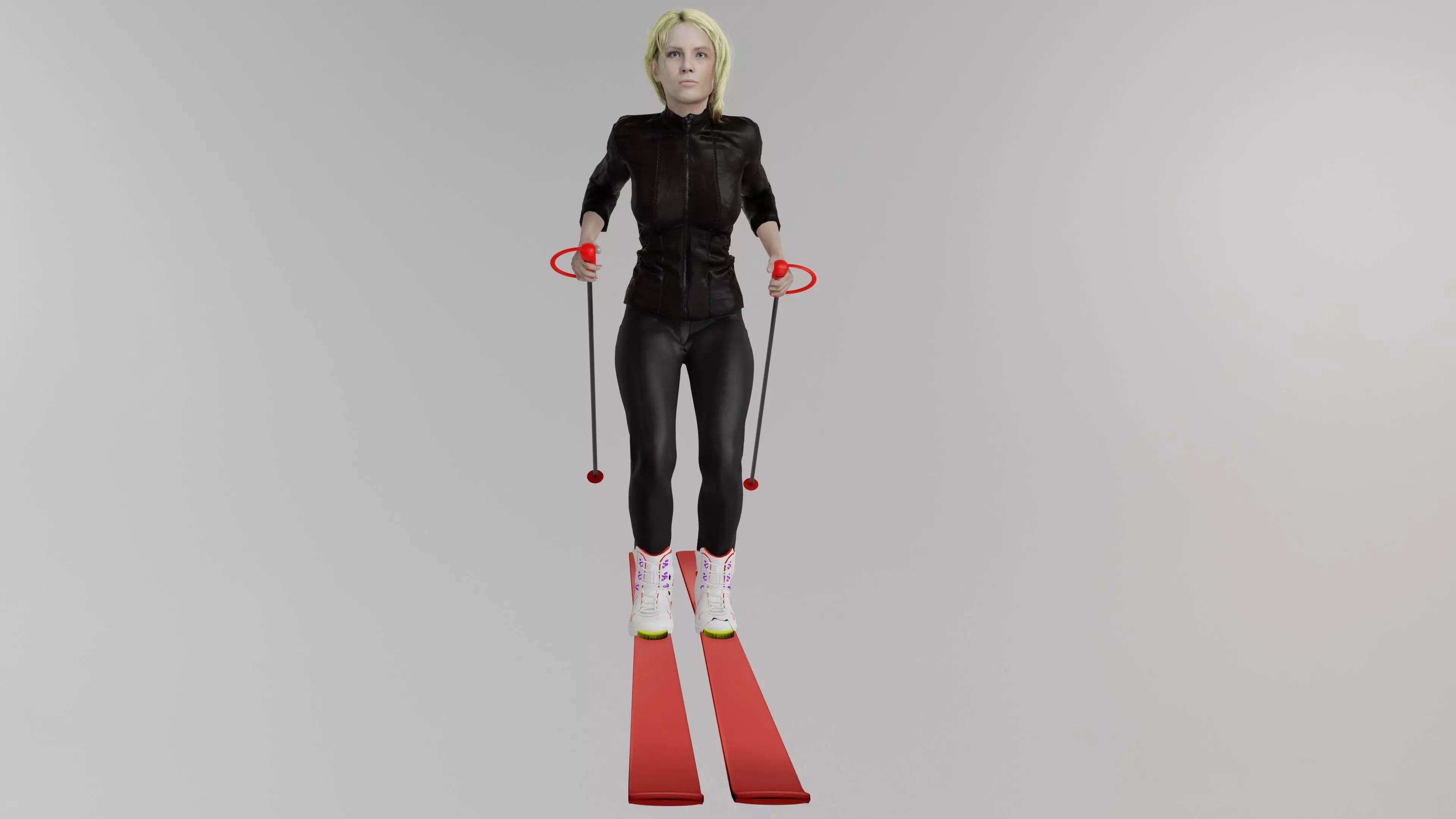 Girl skiing 3D model