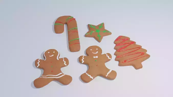 Gingerbread Cookies 4K and 2K 3D model