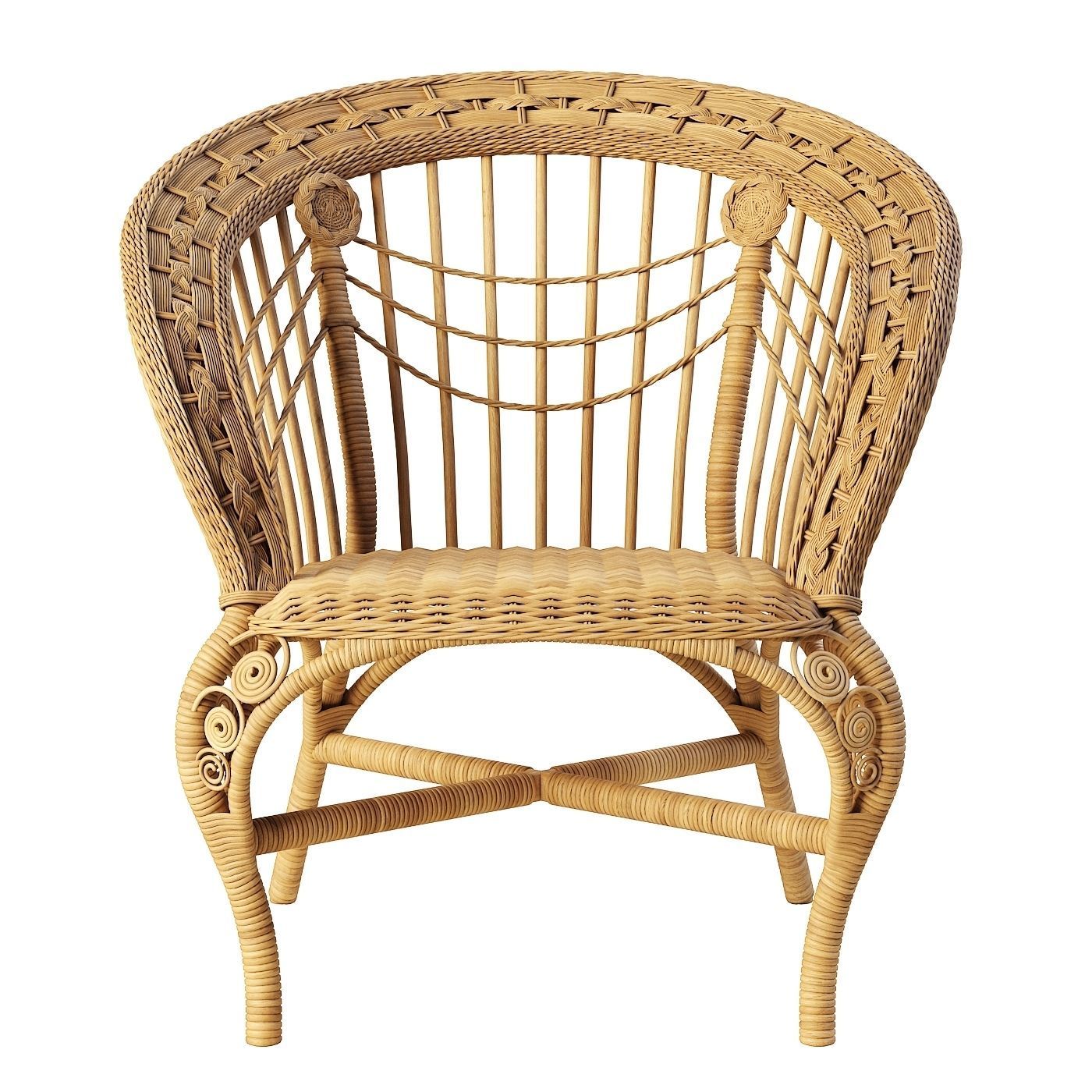 Woven rattan chair 3D model_1
