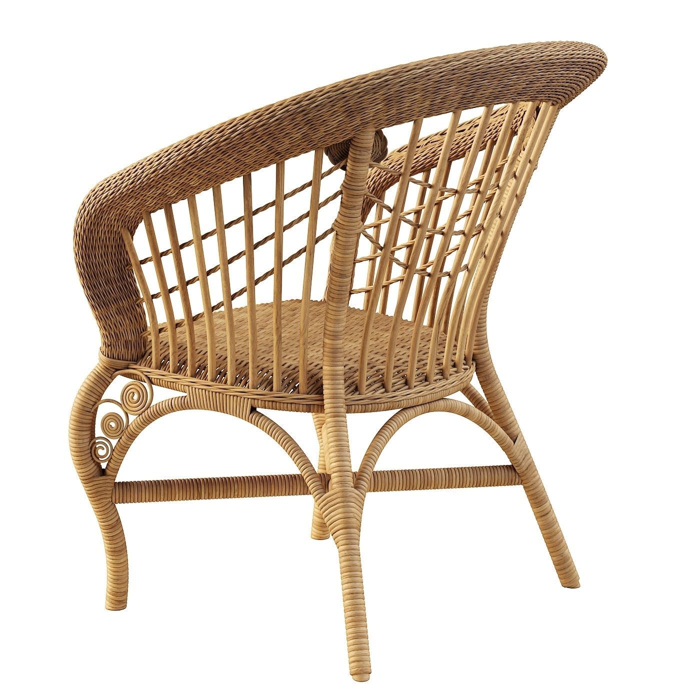 Woven rattan chair 3D model_3