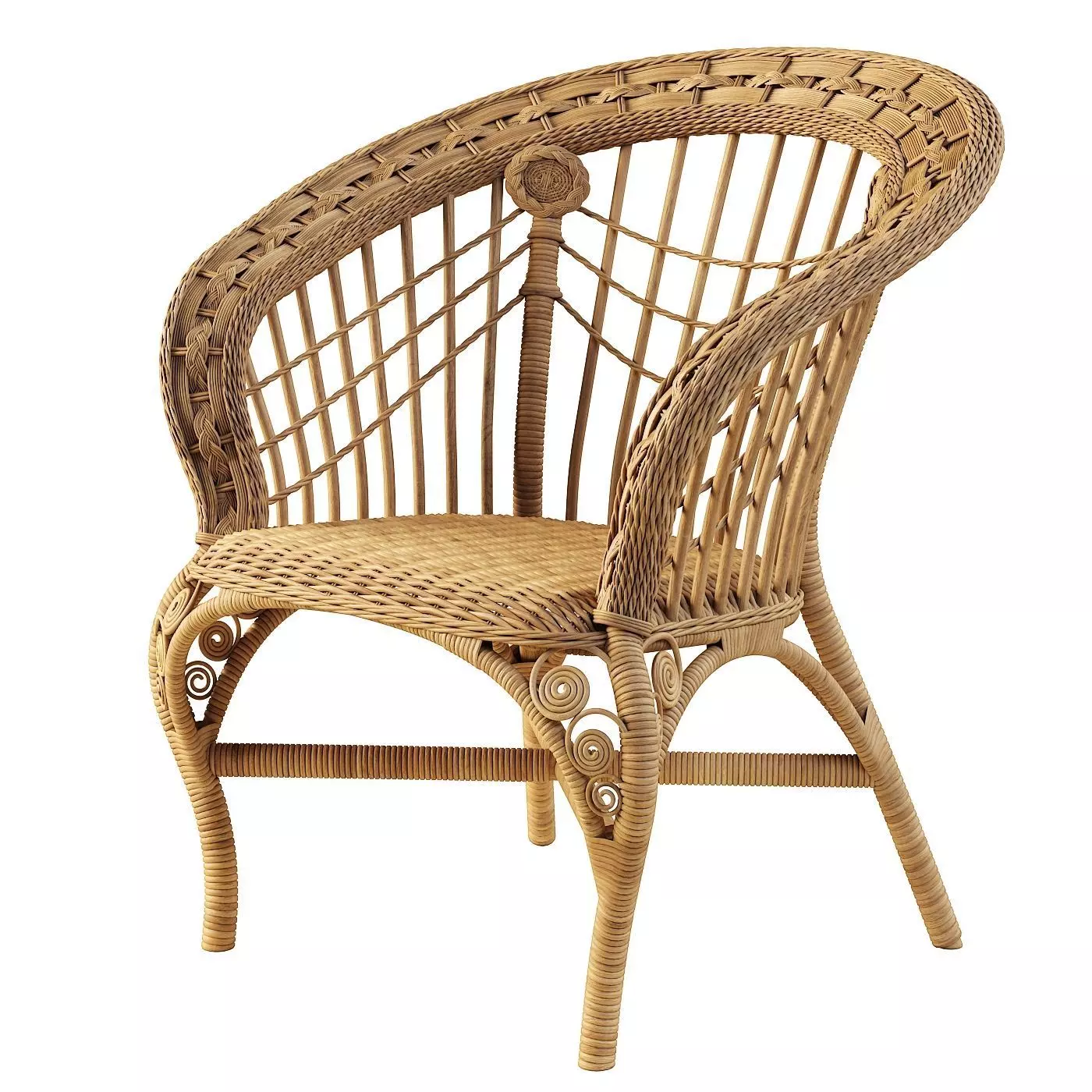Woven rattan chair 3D model_0