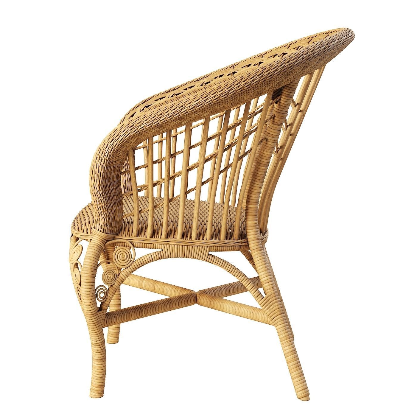 Woven rattan chair 3D model_2
