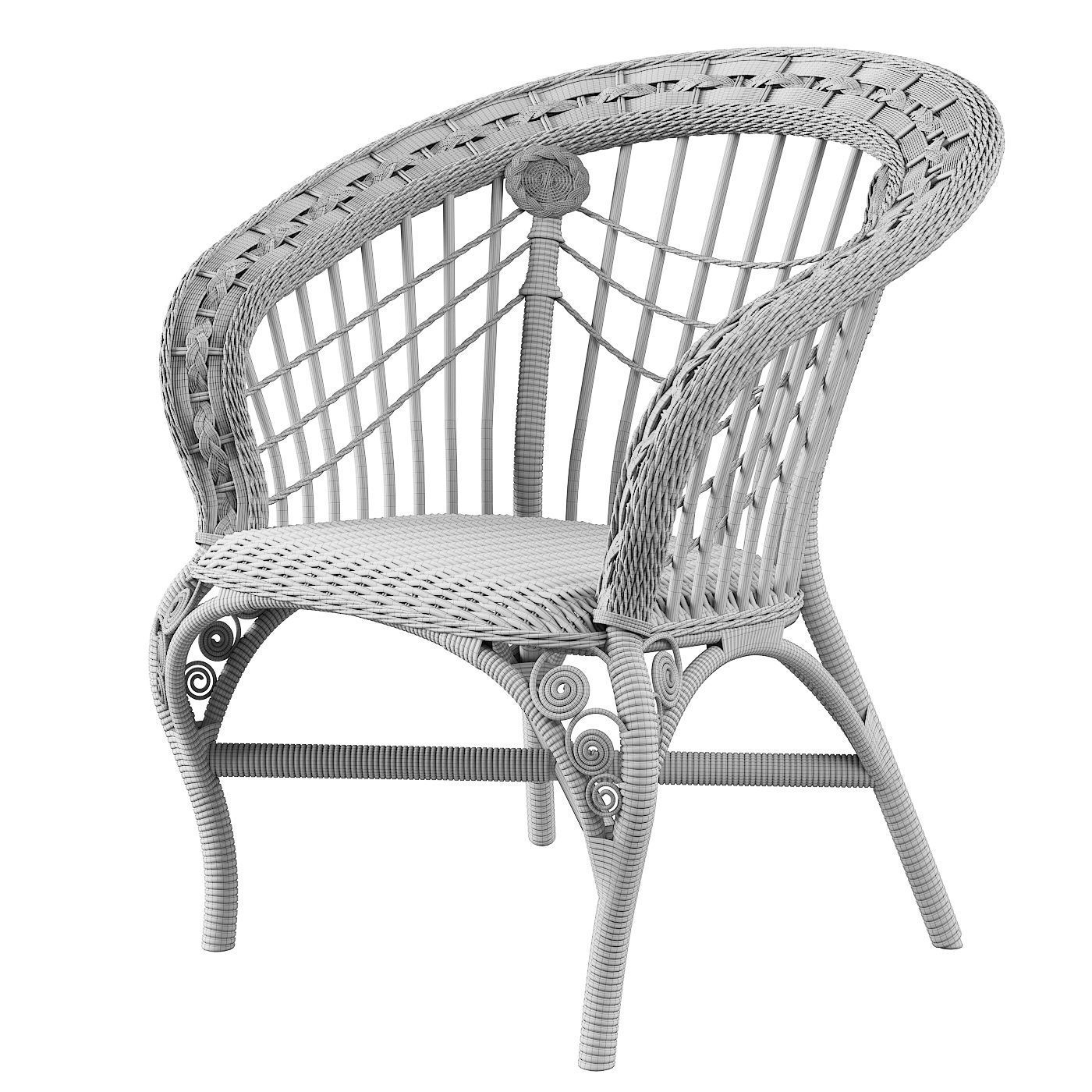 Woven rattan chair 3D model_5