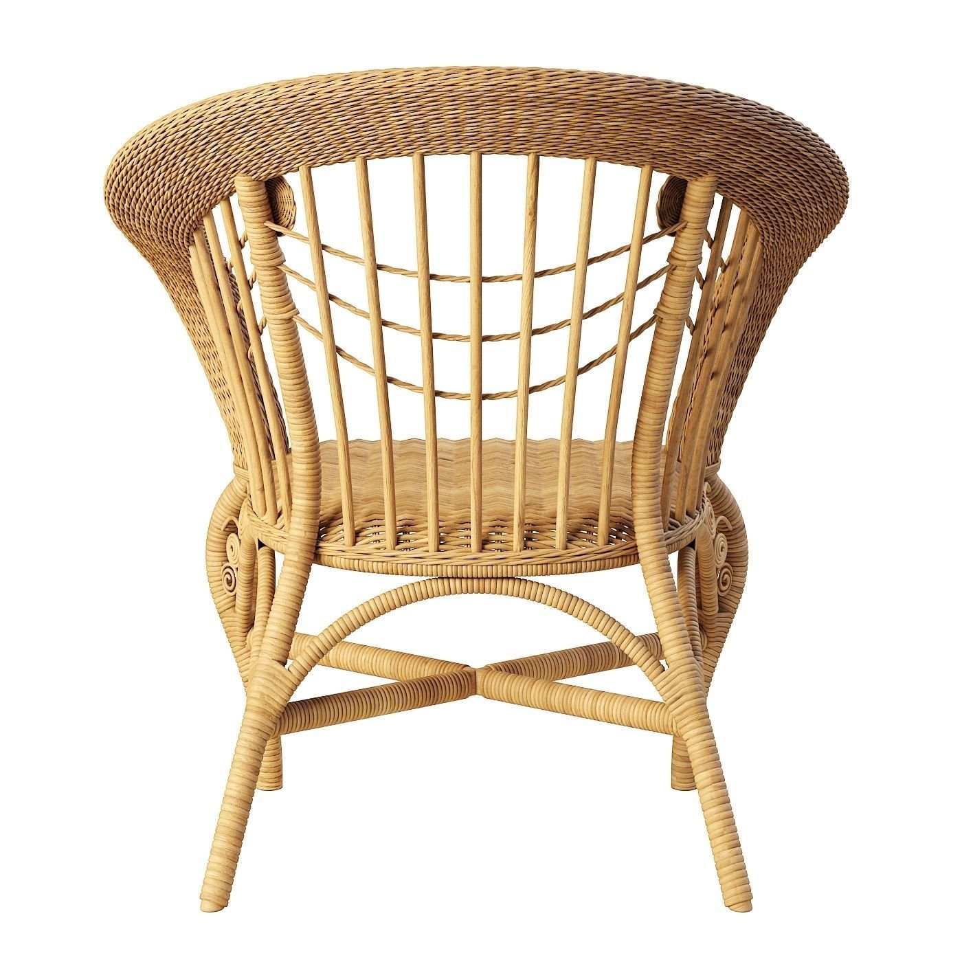 Woven rattan chair 3D model_4
