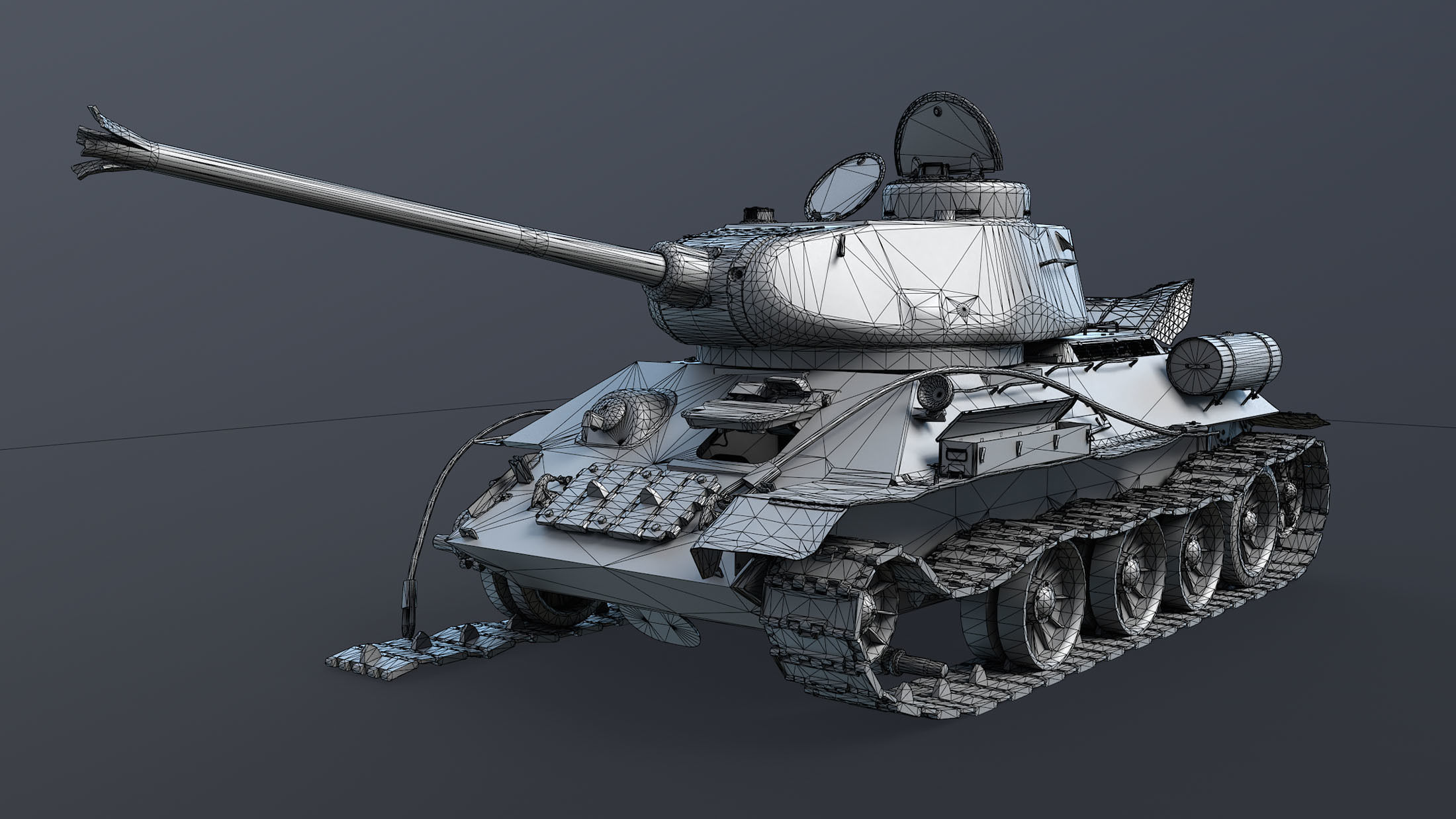 T-34-85 Destroyed Game Ready Low-poly 3D model_13
