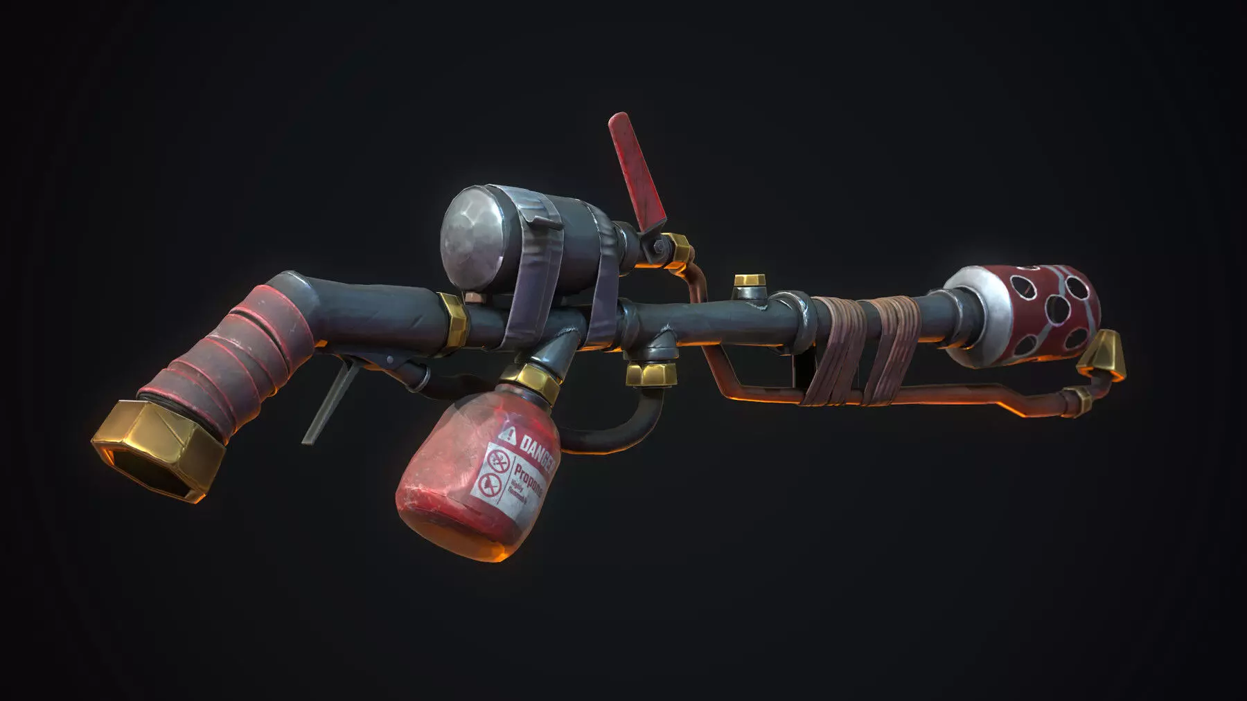 Stylized Flamethrower Low-poly 3D model_0
