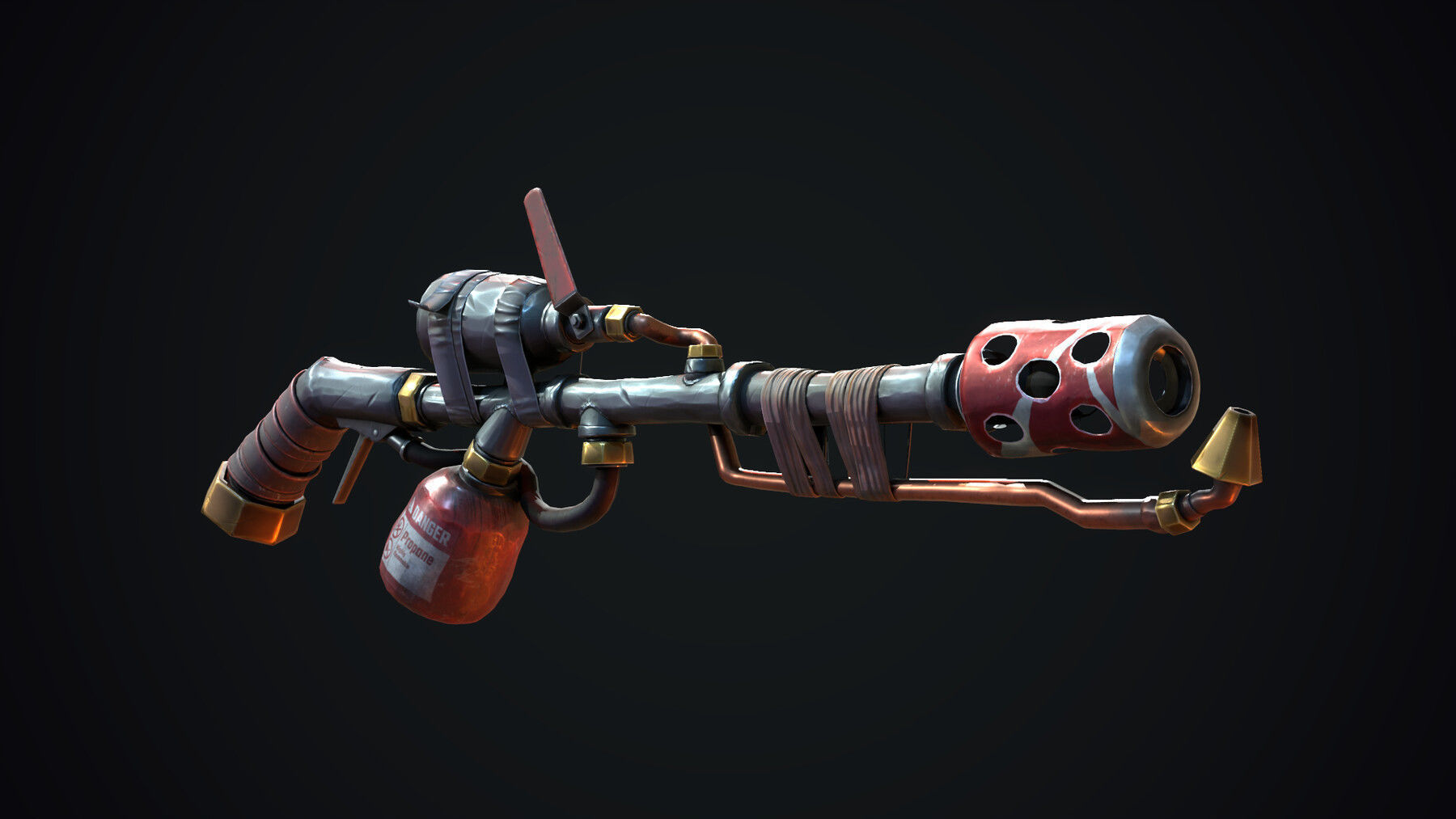 Stylized Flamethrower Low-poly 3D model_2