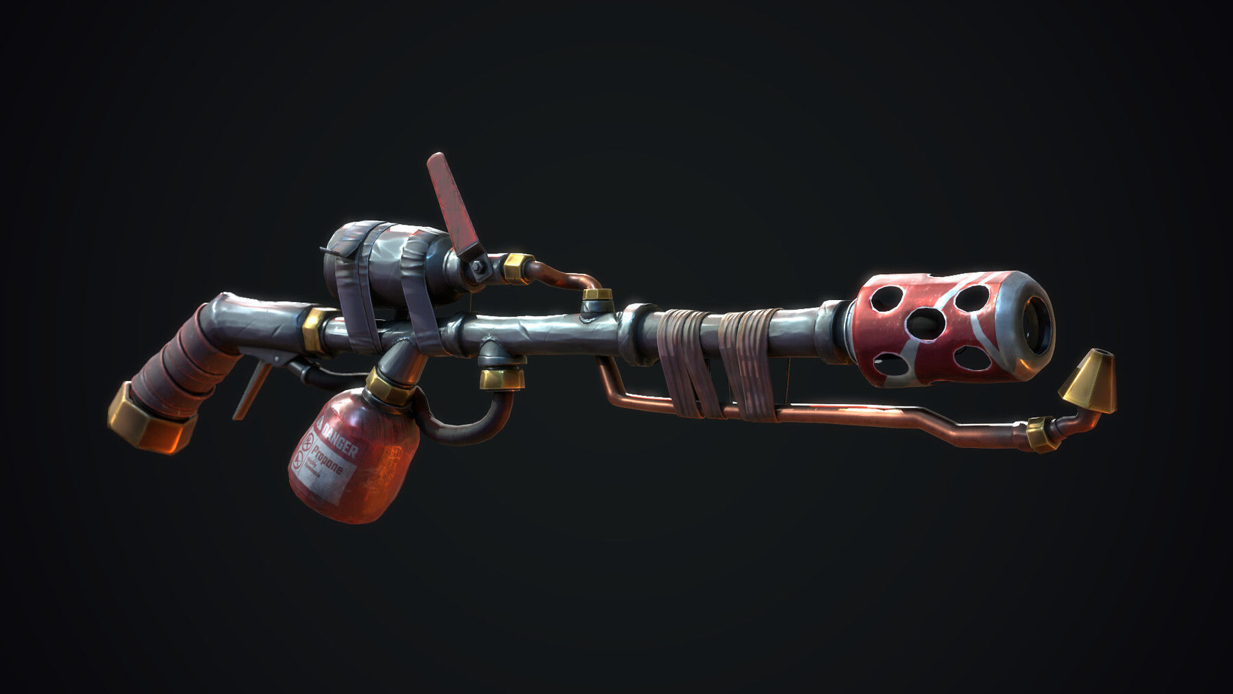 Stylized Flamethrower Low-poly 3D model_10