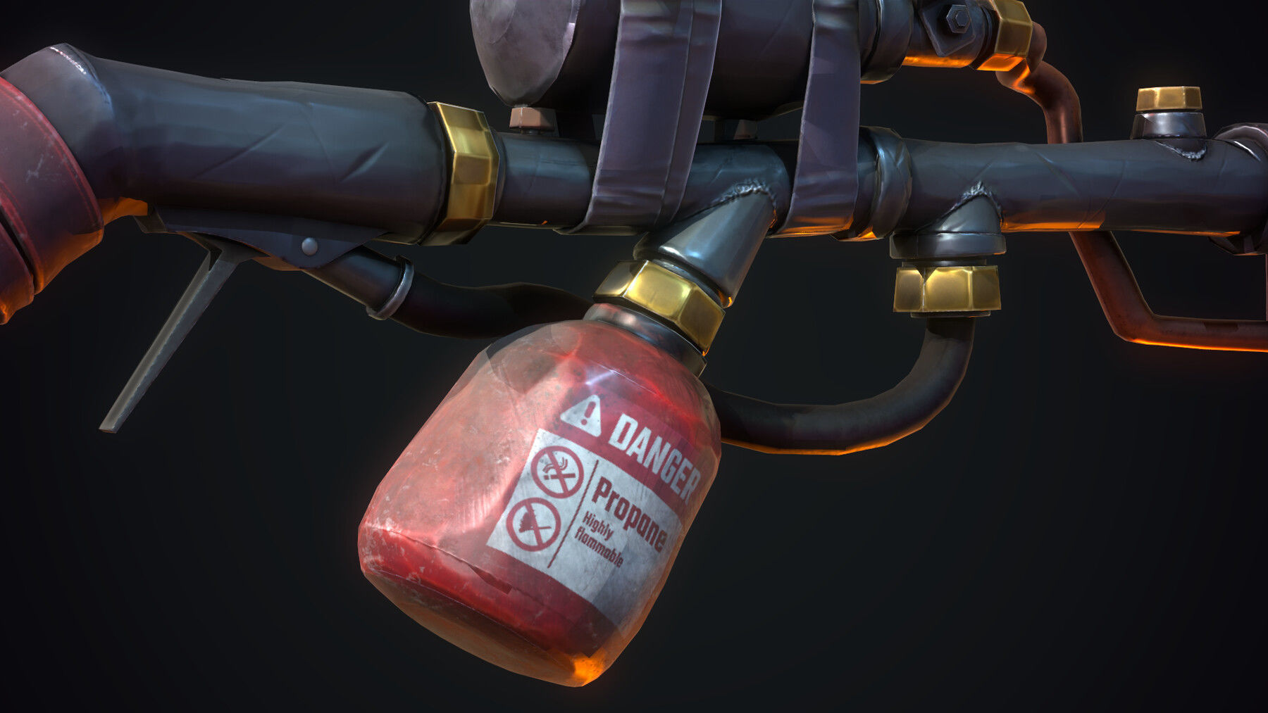 Stylized Flamethrower Low-poly 3D model_6