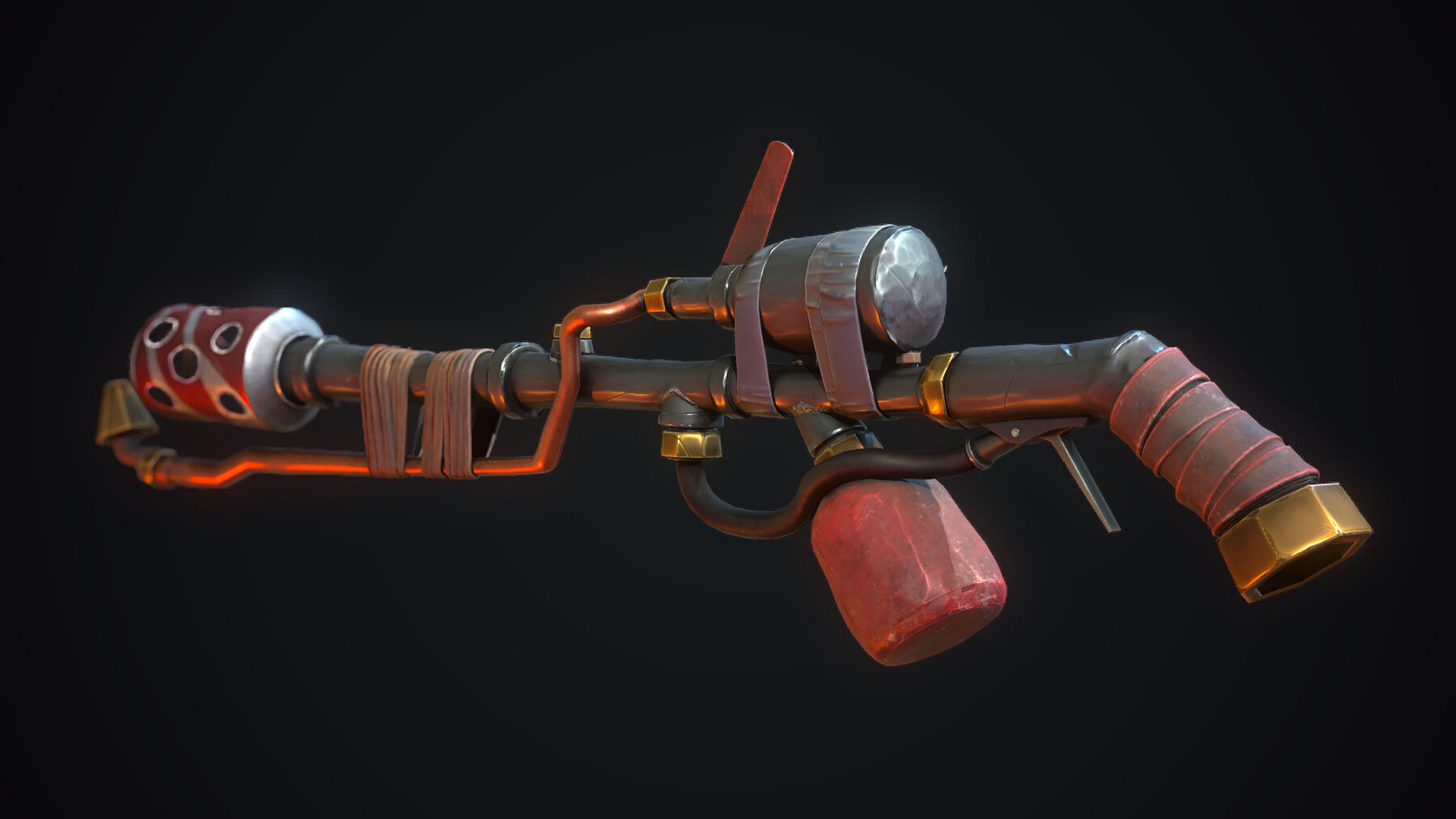 Stylized Flamethrower Low-poly 3D model_3