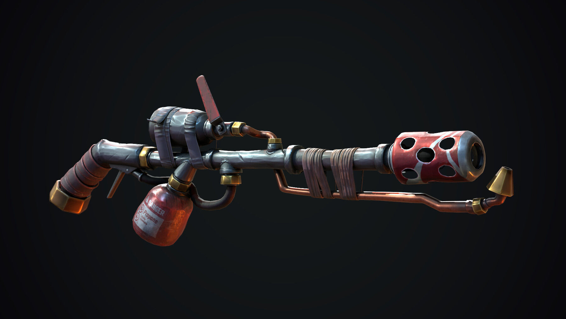 Stylized Flamethrower Low-poly 3D model_8