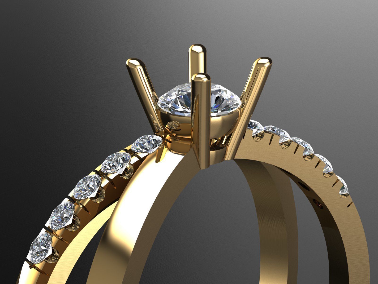 Solitaire double ring 3D print model_1