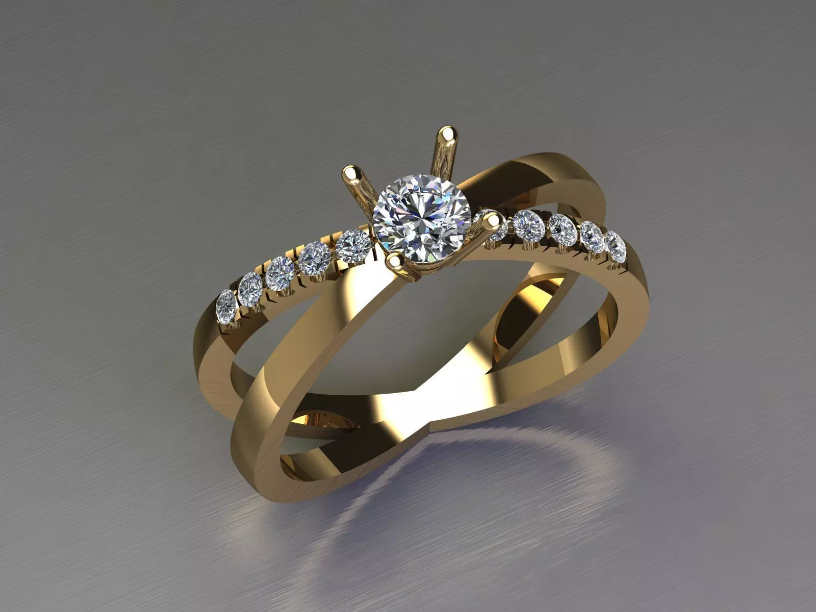 Solitaire double ring 3D print model_0