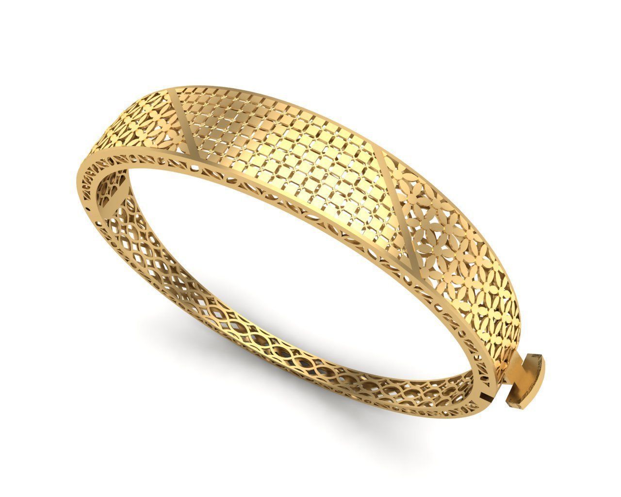 Bracelet 6 gold filigree bangle 3D print model_5