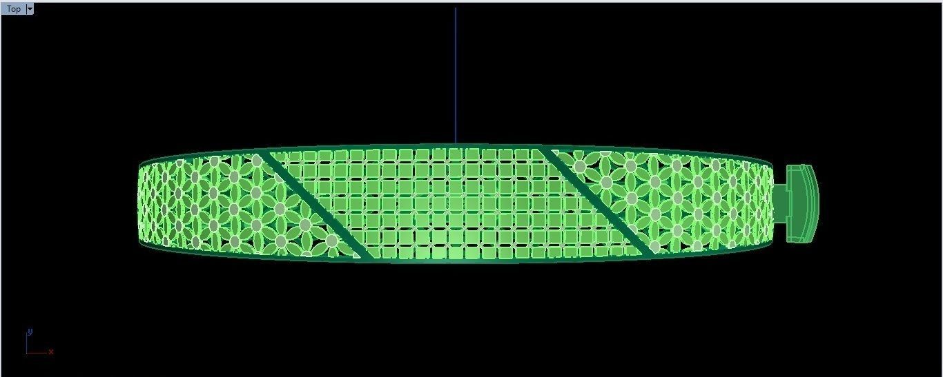 Bracelet 6 gold filigree bangle 3D print model_4