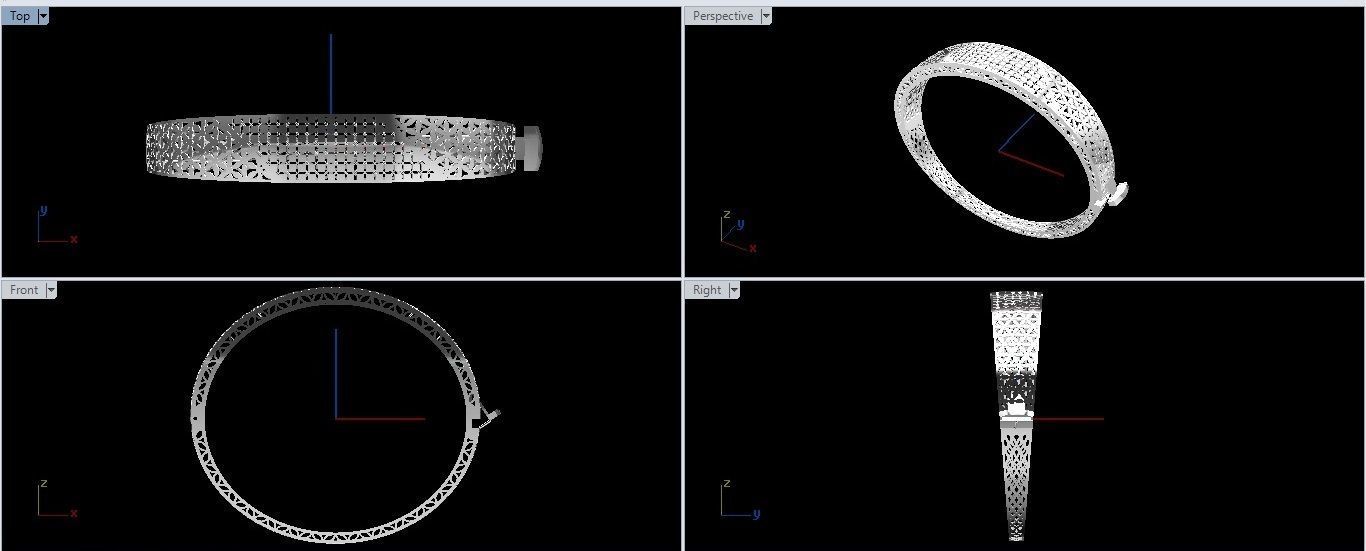 Bracelet 6 gold filigree bangle 3D print model_1